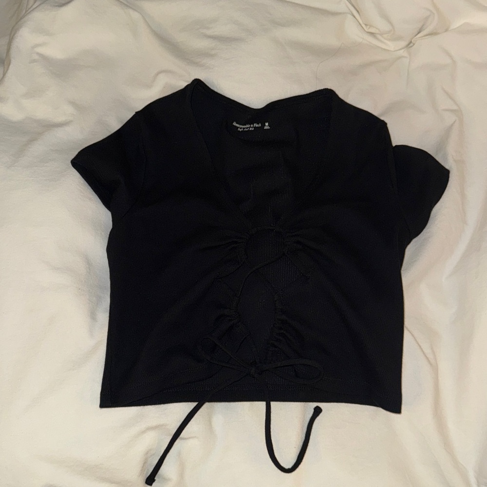 Abercrombie ribbed tie front top